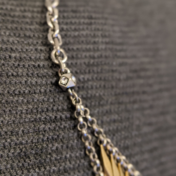 Fossil gold and silver necklace, 20" - Picture 4 of 7